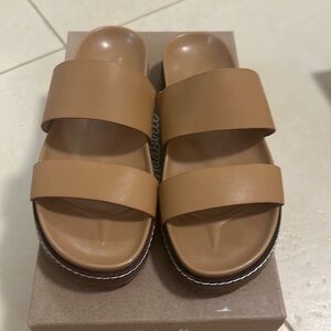 Madewell Charlie Double Strap Slide Sandal in Desert Camel Size 7